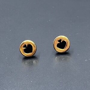 Kate Spade New York Black Enamel Spot the Spade Gold Plated Round Stud Earrings